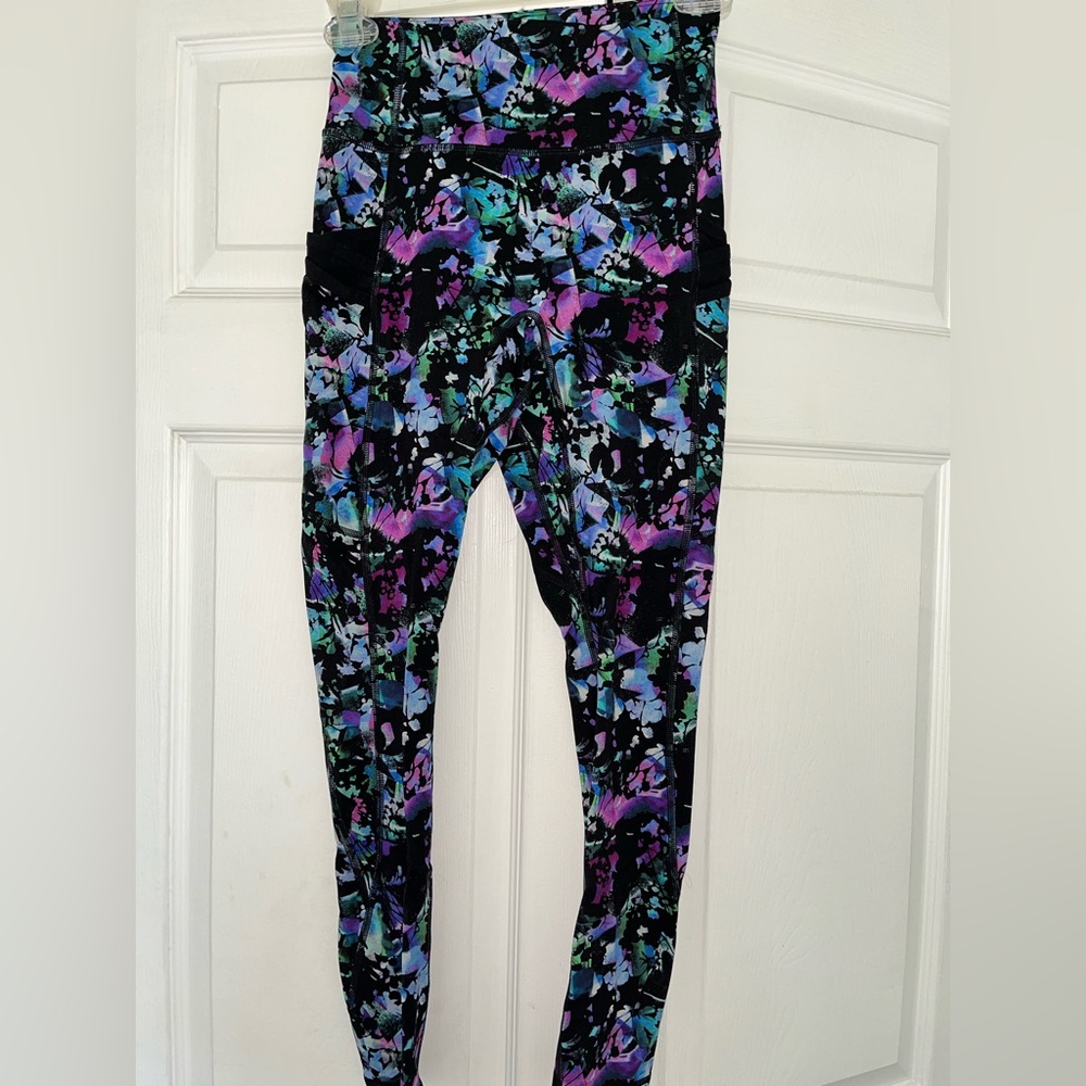 Fabletics Black And Purple Patterned Leggings - image 1